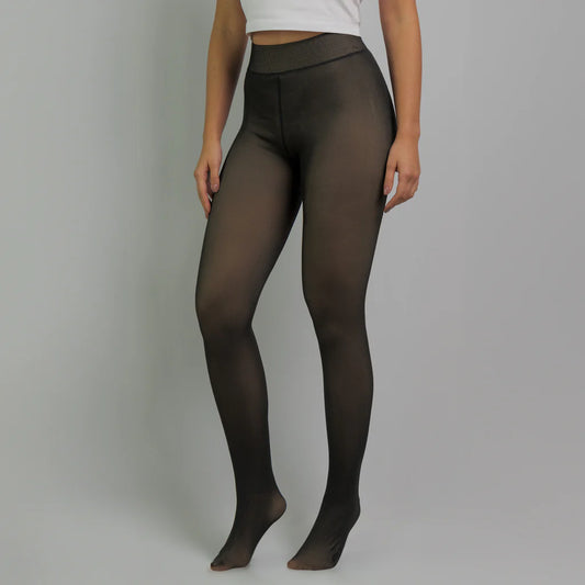"Frenchie" Sheer-Look Fleece Tights